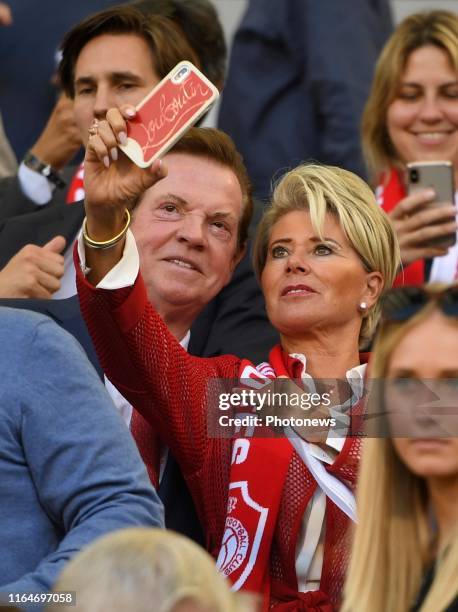 Paul Gheysens president of Antwerp and Madame during the Europa League play-offs 2nd leg game between Royal Antwerp FC and AZ Alkmaar on August 29,...