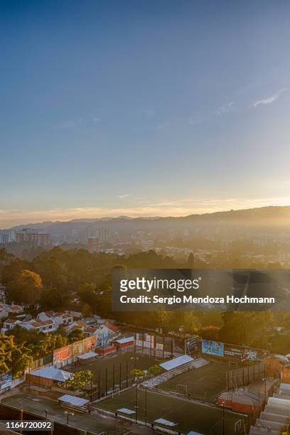 guatemala city in the early morning panorama - guatemala city bildbanksfoton och bilder