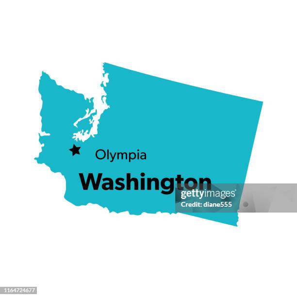 u.s state with capital city, washington - washington state outline stock illustrations