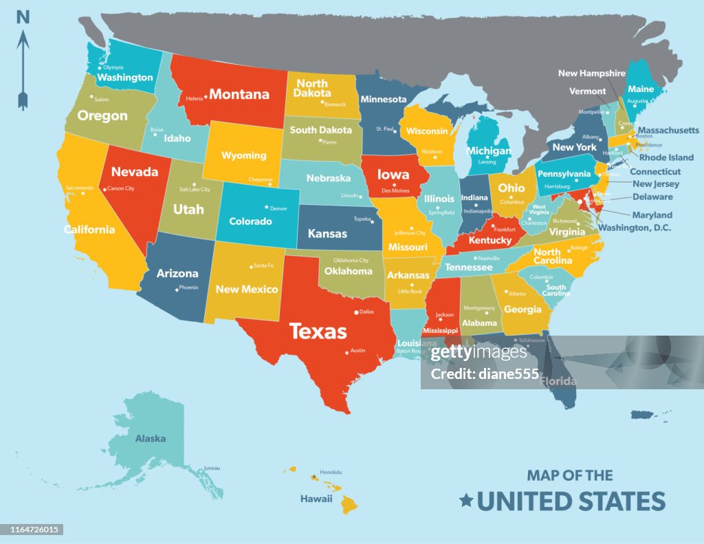 United States Map With Capital Citties