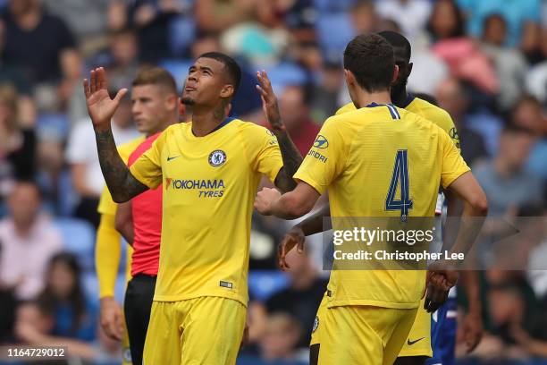 Kenedy of Chelsea celebrates scoring their second goal during the Pre-Season Friendly match between Reading and Chelsea at Madejski Stadium on July...