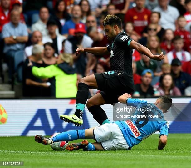 Alex Oxlade-Chamberlain of Liverpool with Mariorui Silva Duartre of S.S.C. Napoli during the Pre-Season Friendly match between Liverpool FC and SSC...