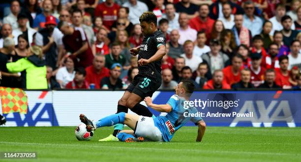 Alex Oxlade-Chamberlain of Liverpool with Mariorui Silva Duartre of S.S.C. Napoli during the Pre-Season Friendly match between Liverpool FC and SSC...