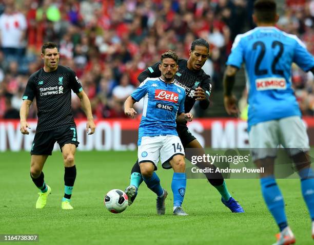 Virgil Van Dijk of Liverpool with Dries Mertens of S.S.c. Napoli during the Pre-Season Friendly match between Liverpool FC and SSC Napoli at...