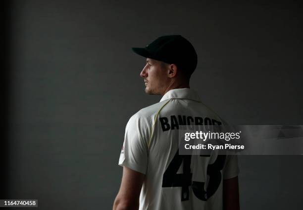 Cameron Bancroft of Australia poses during the Australia Ashes Squad Portrait Session on July 28, 2019 in Birmingham, England.
