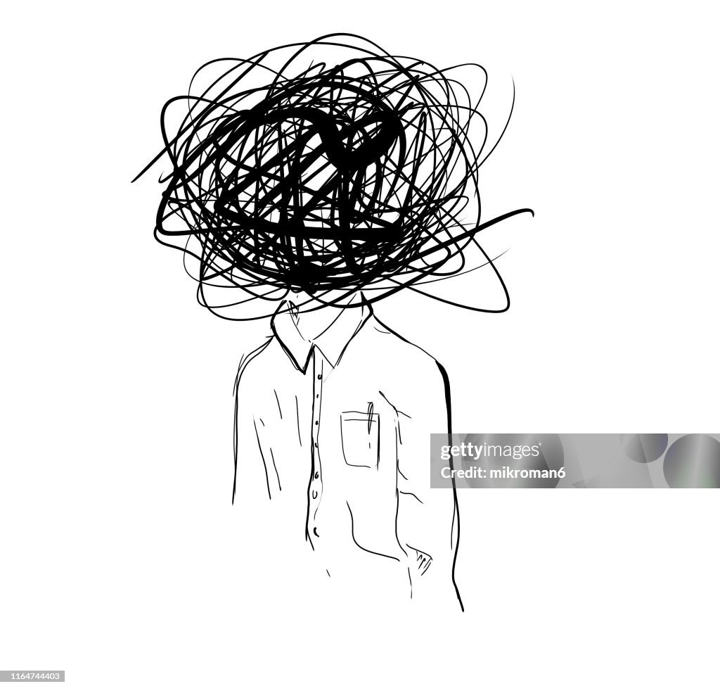 Illustration sketch of confused man