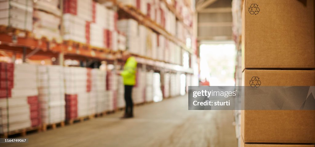 Warehouse recycled packaging
