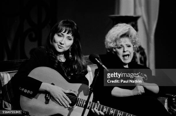American singers Pam Tillis, left, and Brenda Lee perform at the TNN Studios for the taping of Carlene Carter's 'Circle of Song,' Nashville,...