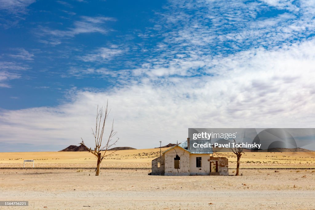 Abandoned railway station on the Keetmanshoop-Luderitz line in southern Namibia, 2018