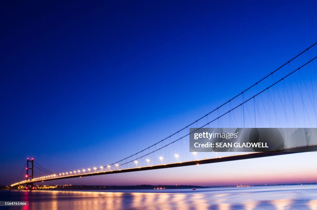 Evening blue sky over Humber bridge