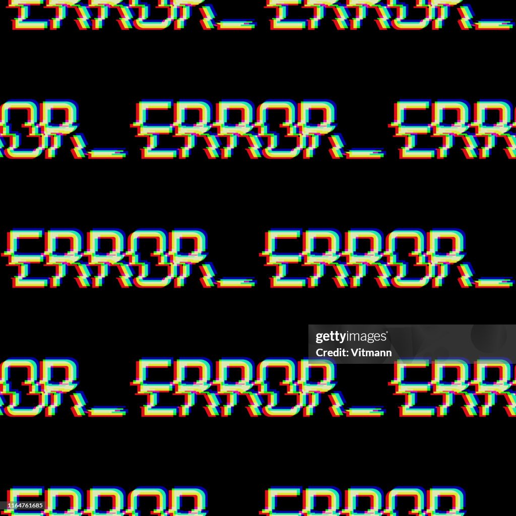 Vector Seamless Pattern With Symbol Of Word Error In Glitch Style ...