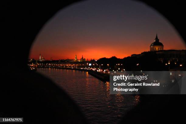 sunset over moscow - volga stockfoto's en -beelden