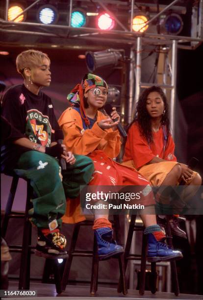 The members of American Hip Hop and R&B group TLC appear an episode of the Oprah Winfrey Show, Chicago, Illinois, November 17, 1992. Pictured are,...