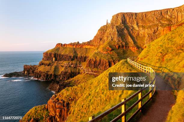 sunset, giant's organ, giant's causeway, causeway head, bushmills, northern ireland - county antrim 個照片及圖片檔