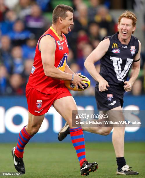 Glen Jakovich of the All Stars in action during the 2019 EJ Whitten Legends Game between Victoria and the All Stars at AAMI Park on August 30, 2019...