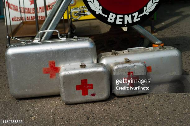 Ecseri Flea Market, located on the outskirts of Budapest, a flea market with lots of objects: Soviet-era objects, old coins, military items, one of...