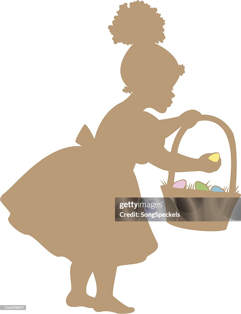 Girl on Easter Egg Hunt Silhouette