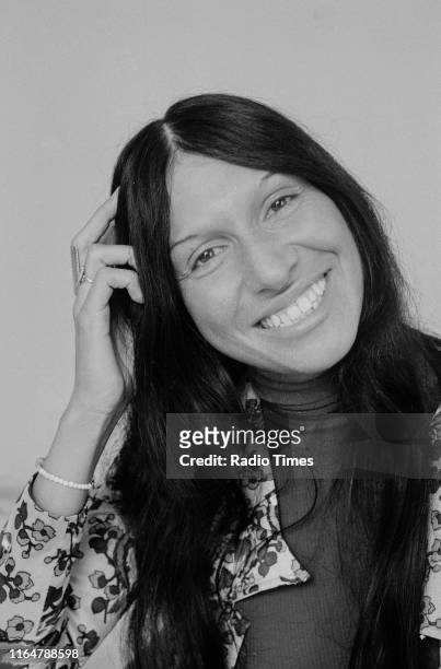 Musician Buffy Sainte-Marie interviewed for her appearance on the BBC television series 'The Old Grey Whistle Test', October 1971.