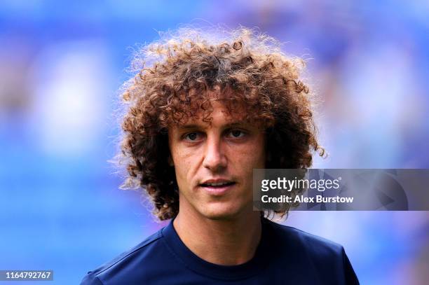 David Luiz of Chelsea looks on prior to the Pre-Season Friendly match between Reading and Chelsea at Madejski Stadium on July 28, 2019 in Reading,...