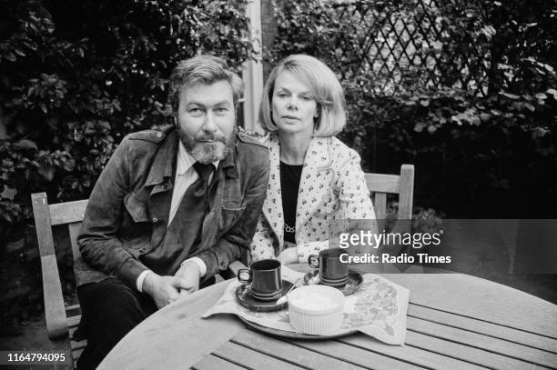 Playwright John Osborne and his wife, actress Jill Bennett, interviewed in the garden of their Chelsea home for the BBC Radio 4 play 'Marriage a la...