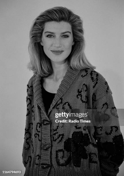 Presenter Selina Scott during a photo shoot for the BBC television coverage of 'The Clothes Show', October 1987.