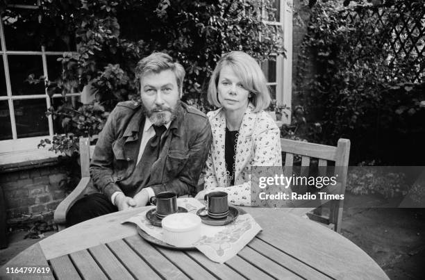 Playwright John Osborne and his wife, actress Jill Bennett, interviewed in the garden of their Chelsea home for the BBC Radio 4 play 'Marriage a la...