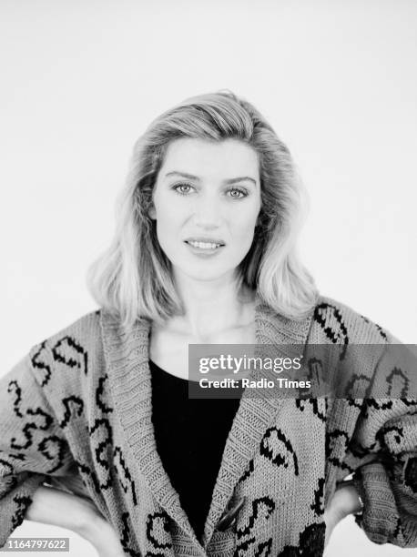 Presenter Selina Scott during a photo shoot for the BBC television coverage of 'The Clothes Show', October 1987.