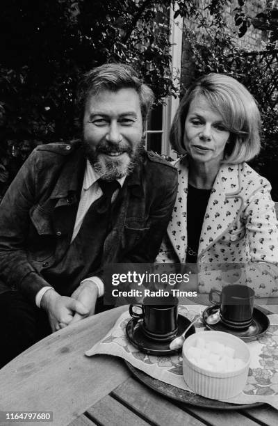 Playwright John Osborne and his wife, actress Jill Bennett, interviewed in the garden of their Chelsea home for the BBC Radio 4 play 'Marriage a la...