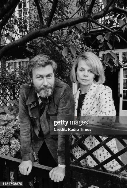 Playwright John Osborne and his wife, actress Jill Bennett, interviewed in the garden of their Chelsea home for the BBC Radio 4 play 'Marriage a la...