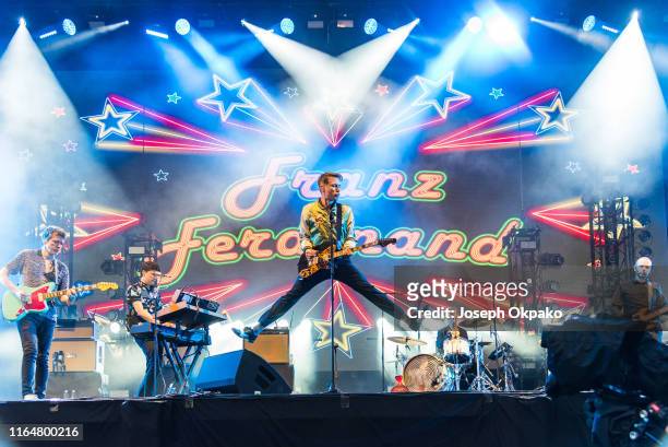Alex Kapranos of Franz Ferdinand performs on stage during Day 1 of Fusion Festival 2019 on August 30, 2019 in Liverpool, England.