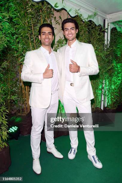 Amos Bocelli and Matteo Bocelli poses at the Andrea Bocelli Celebrity Fight Night 2019 on July 28, 2019 in Forte dei Marmi, Italy.