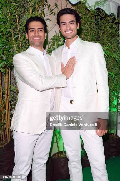 Amos Bocelli and Matteo Bocelli poses at the Andrea Bocelli Celebrity Fight Night 2019 on July 28, 2019 in Forte dei Marmi, Italy.