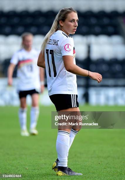 Gina-Marie Chimielinski of Germany in action during the UEFA Women's Under19 European Championship Final between France Women's U19 and Germany...