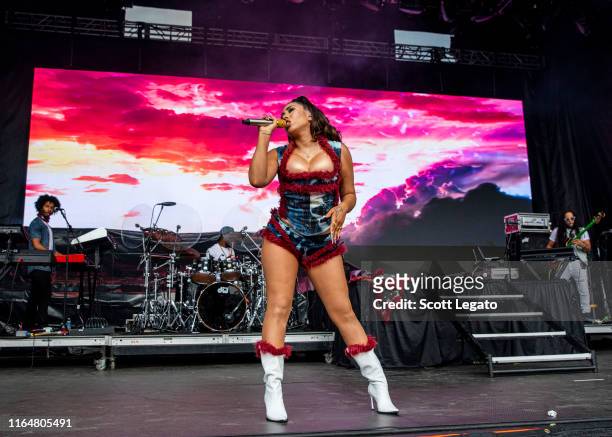 Kali Uchis performs on day 2 of the MoPop Festival 2019 at West Riverfront Park on July 28, 2019 in Detroit, Michigan.