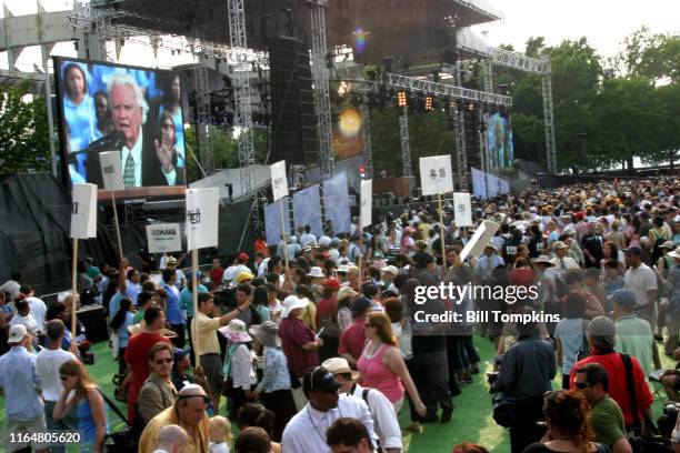 Bill Tompkins/Getty Images Billy Graham speaks during "nThe Greater New York Billy Graham Crusade"nFlushing Meadow Park in Corona"non June 26, 2005...