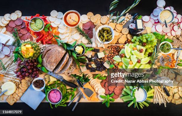 delicious mediterranean appetizer from directly above. - large group of objects stock pictures, royalty-free photos & images