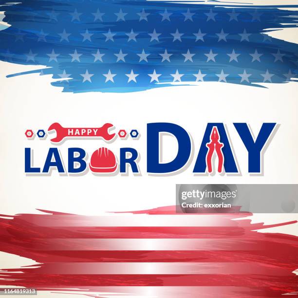 labor day & american flag - labor day north american holiday stock illustrations