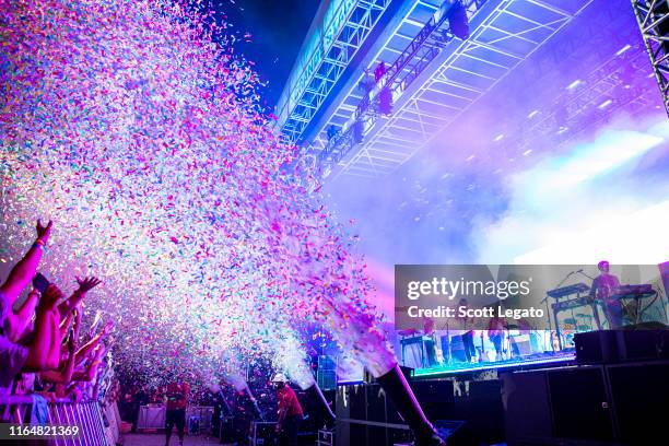 Kevin Parker of Tame Impala performs on day 2 of MoPop Festival at West Riverfront Park on July 28, 2019 in Detroit, Michigan.