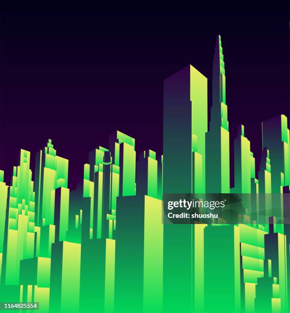 Hyper Graphics Buildings Abstract Geometric Style Modern City Building Structure Poster High-Res ...