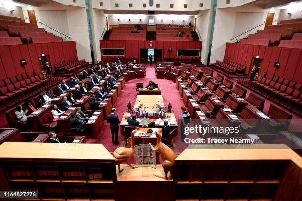 Senator Pauline Hanson and Senator Malcolm Roberts vote on her request for the Senate to support a vote on immigration numbers in the Senate at...