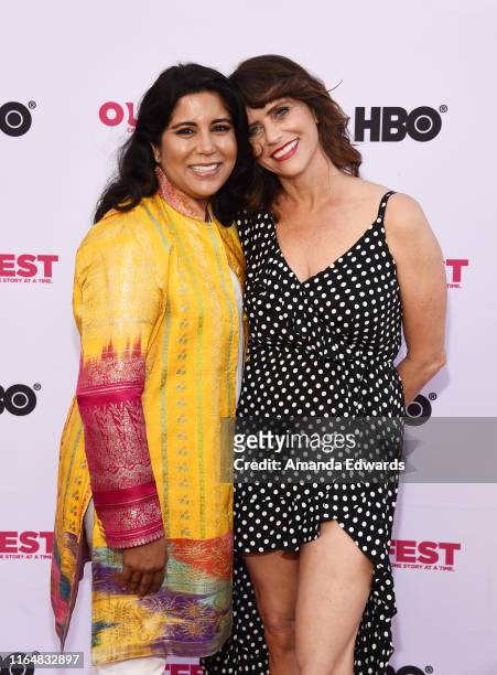 Writer and director Nisha Ganatra and Amy Landecker arrive at the 2019 Outfest Los Angeles LGBTQ Film Festival Closing Night Gala Premiere of "Before...