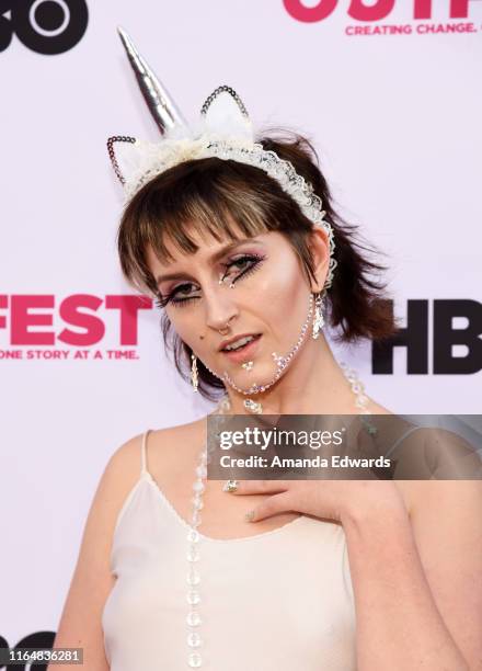 Musical artist Chanel Samson of Chanel & The Circus arrives at the 2019 Outfest Los Angeles LGBTQ Film Festival Closing Night Gala Premiere of...