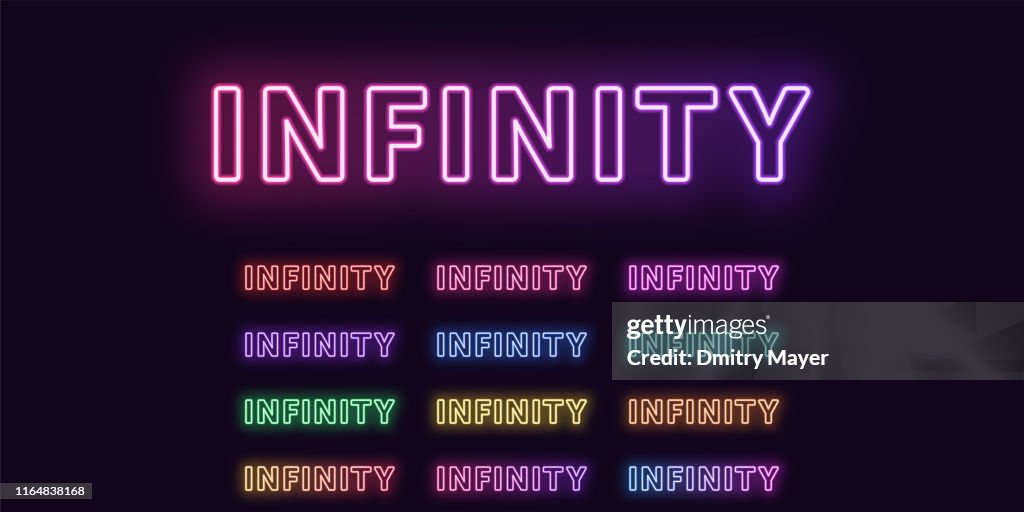 Infinity Text Box Neon Text Infinity Expressive Title Infinity Word High-Res Vector ...