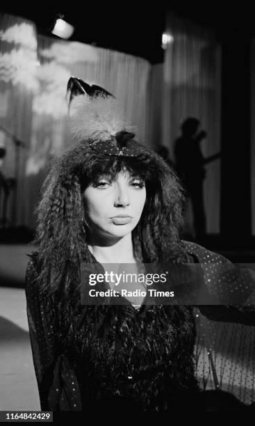 Singer Kate Bush performing on the set of the BBC television special 'The Wedding List', November 1979.