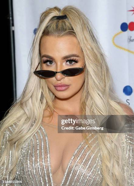 Tana Mongeau attends her wedding reception at the Sugar Factory American Brasserie at the Fashion Show mall on July 28, 2019 in Las Vegas, Nevada.