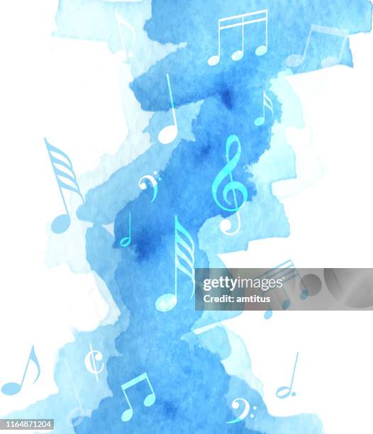 ilustrações de stock, clip art, desenhos animados e ícones de music note watercolor - notas musicais
