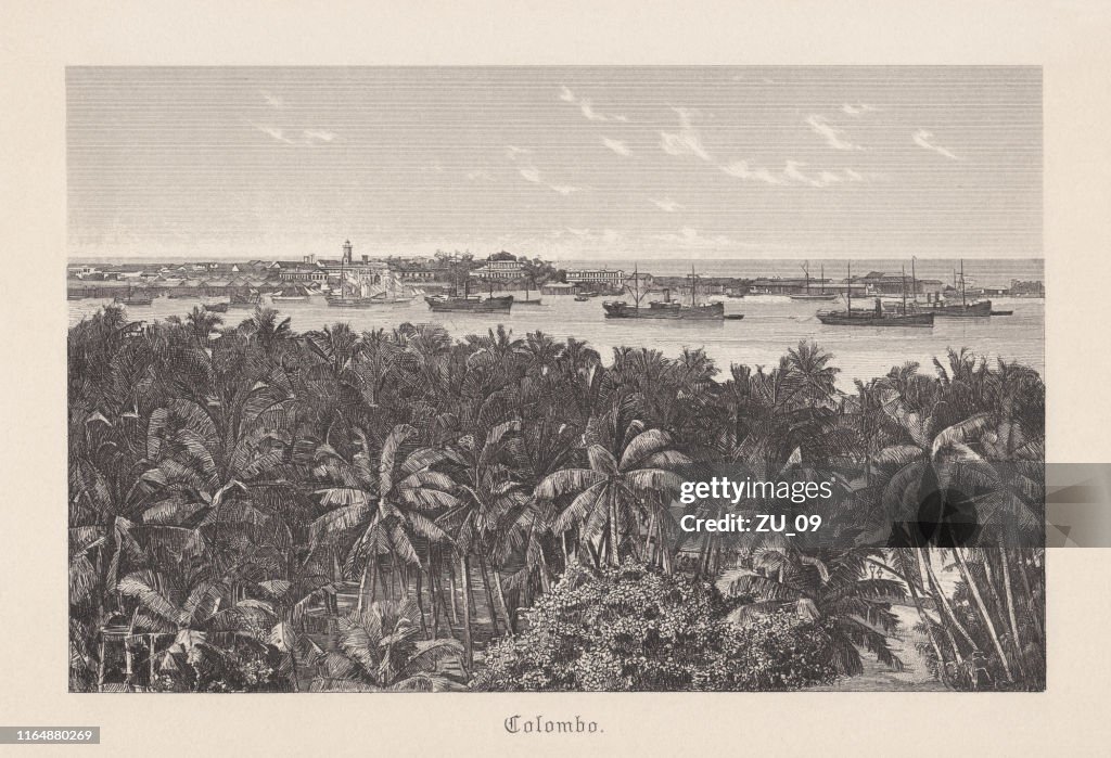 Historische Ansicht von Colombo, Sri Lanka, Stahlgravur, veröffentlicht 1892