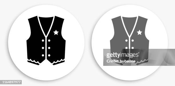 cowboy cloth black and white round icon - waistcoat stock illustrations