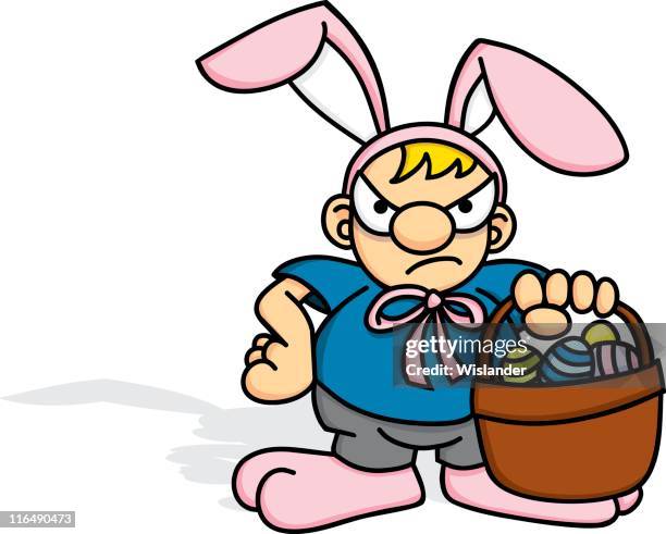 angry easter boy - easter bunny costume stock illustrations
