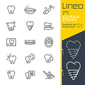 Lineo Editable Stroke - Dentistry and Dental Care line icons
